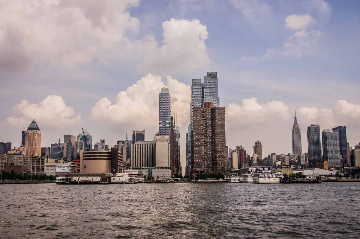 Midtown Manhattan skyline from the Hudson River, a classic view on a New York architecture boat tour